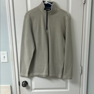 Izod Gray Zip Up Sweater Smooth Knit Versatile